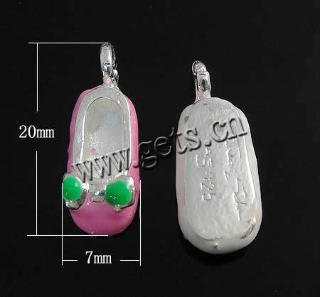 Zinc Alloy Shoes Pendants, with enamel, plated, enamel, mixed colors, 20x7x6mm, Hole:Approx 2.2mm, Sold By PC