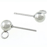 Stainless Steel Earring Stud Component, 316 Stainless Steel, with loop, original color Approx 2mm 