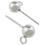 Stainless Steel Earring Stud Component, 316 Stainless Steel, with loop, original color Approx 2mm 