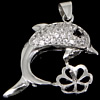 Sterling Silver Peg Bail, 925 Sterling Silver, Dolphin, plated, with cubic zirconia 1mm Approx 
