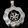Sterling Silver Peg Bail, 925 Sterling Silver, Flower, plated, with cubic zirconia 0.6mm Approx 