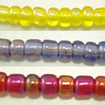 Arco iris transparente cristal rocallas, Rocallas de vidrio, Esférico, translúcido, más colores para la opción, 3x3.6mm,6/0, agujero:aproximado 1.5mm, 5000PCs/Bolsa, Vendido por Bolsa