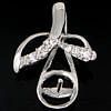 Sterling Silver Peg Bail, 925 Sterling Silver, Leaf, plated, with cubic zirconia 0.8mm Approx 