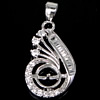 Sterling Silver Peg Bail, 925 Sterling Silver, Flower, plated, with cubic zirconia 0.9mm Approx 