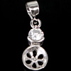 Sterling Silver Peg Bail, 925 Sterling Silver, Calabash, plated, with cubic zirconia 0.8mm Approx 