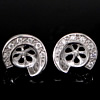 Sterling Silver Earring Stud Component, 925 Sterling Silver, plated, with cubic zirconia 13mm, 0.9mm, 0.8mm 
