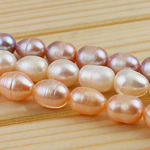 Perlas Arroz Freshwater, Perlas cultivadas de agua dulce, natural, color mixto, Grado A, 10-11mm, agujero:aproximado 0.8mm, longitud:14.5 Inch, Vendido por Sarta