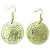 Freshwater Shell Earring, Brass, with Yellow Shell, Flat Round, gold color plated, gold accent 54mm Approx 2.1 Inch 