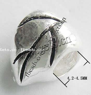 Zinc Alloy European Beads, Leaf, plated, plating thickness more than 3μm & without troll Approx 4.2-4.5mm 