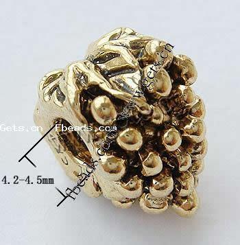 Zinc Alloy European Beads, Grape, plated, plating thickness more than 3μm & without troll Approx 4.2-4.5mm 