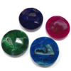 Pendentif Agate mixte, Plat rond, facettes, couleurs mélangées Environ 2mm, Vendu par PC