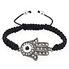 Hamsa Bracelets, Zinc Alloy, with Nylon Cord, Hand, enamel & with rhinestone 8mm ~9 Inch 