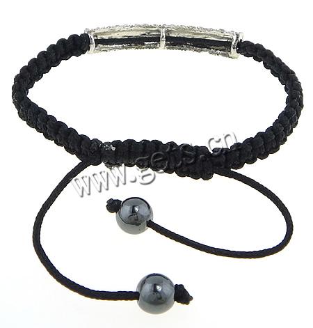 Bracelets de Woven Ball En alliage de zinc, avec corde en nylon, fait à la main, avec strass, 42x7mm,8mm, Longueur:7~9 pouce, Vendu par brin