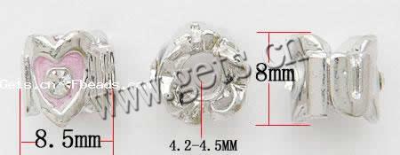 Emaille Zink Legierung Europa Perlen, Zinklegierung, Rondell, plattiert, ohne troll & mit Strass & großes Loch, keine, frei von Kadmium, 8.5x8mm, Bohrung:ca. 4.2-4.5mm, verkauft von PC