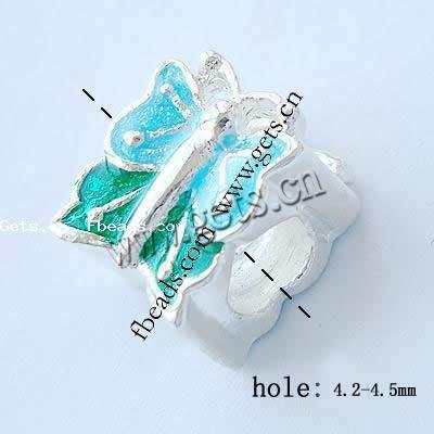 Enamel Zinc Alloy European Beads, Butterfly, plated, without troll & large hole, more colors for choice, nickel, lead & cadmium free, 12x10x8mm, Hole:Approx 4.2-4.5mm, Sold By PC