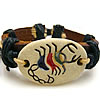 Cowhide Bracelets, with Waxed Cotton Cord & Resin, Scorpio, imitation bone & adjustable & enamel Approx 7-9 Inch 