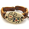 Cowhide Bracelets, with Waxed Cotton Cord & Resin, Taurus, imitation bone & adjustable & enamel Approx 7-9 Inch 