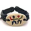Cowhide Bracelets, with Waxed Cotton Cord & Resin, Gemini, imitation bone & adjustable & enamel Approx 7-9 Inch 