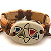 Cowhide Bracelets, with Waxed Cotton Cord & Resin, Pisces, imitation bone & adjustable & enamel Approx 7-9 Inch 