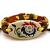 Cowhide Bracelets, with Waxed Cotton Cord & Resin, Leo, imitation bone & adjustable & enamel Approx 7-9 Inch 