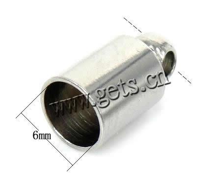 Stainless Steel End Caps, Tube, Customized, original color, 13x7mm, Hole:Approx 2mm, Sold By PC