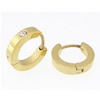 Men Earring, 316 Stainless Steel, Donut, gold color plated, for man & with rhinestone 1mm 