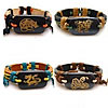 Cowhide Bracelets, with Waxed Cotton Cord & Polymer Clay, with chinese zodiac pattern & adjustable & mixed Approx 7-9 Inch 