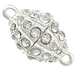 Zinc Alloy Magnetic Clasp, Oval, plated, with rhinestone & single-strand nickel, lead & cadmium free Approx 2mm 