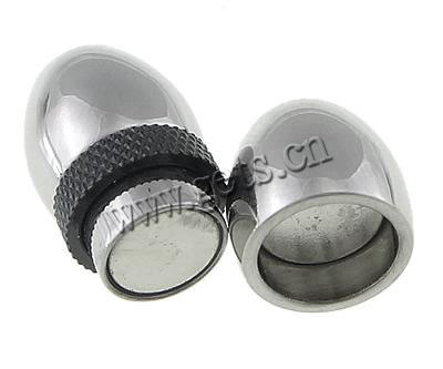 Runder Edelstahl Magnetverschluss, 316 Edelstahl, mit Kunststoff, Kalebasse, plattiert, Kundenindividuell, keine, 10x23mm, Bohrung:ca. 5mm, verkauft von PC