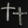 Stainless Steel Charm Connector, 316 Stainless Steel, Cross, micro pave rhinestone & multi loops, original color Approx 1mm 
