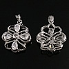 Cubic Zirconia Brass Pendants, Flower, platinum plated, with cubic zirconia & faceted Approx 