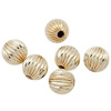 Brass Jewelry Beads, Round, 14K gold plated, corrugated, 8mm Approx 2.2mm 