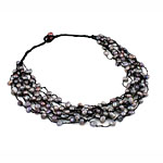Природное пресноводное жемчужное ожерелье, Пресноводные жемчуги, с Нейлоновый шнурок, Стиль Барокко, 8 колец, 7-10mm, длина:22 дюймовый, продается Strand