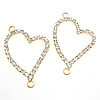 Rhinestone Brass Connector, Heart, gold color plated, with Mideast rhinestone & 1/1 loop, clear Approx 2mm 