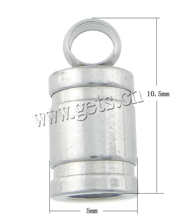 Stainless Steel End Caps, Tube, Customized, original color, 10.5x5mm, Hole:Approx 3mm, Sold By PC