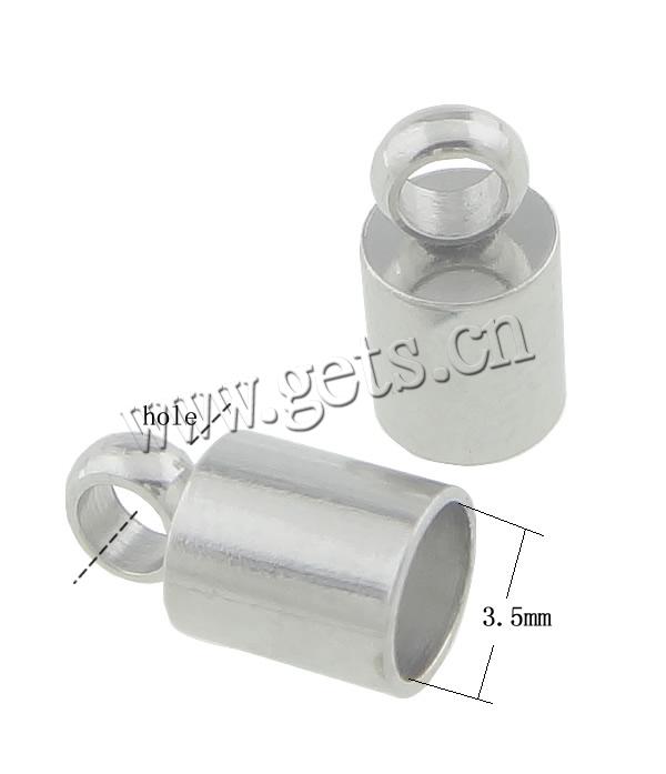 Stainless Steel End Caps, Tube, original color, 8.5x4.5mm, Hole:Approx 3.5mm, Sold By PC