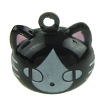 pendentifs de clochette en fer, animal, émail, noire Environ 2mm, Vendu par PC