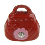 Eisen Glocke Anhänger, Handtasche, Emaille & mit Strass, rot, 16x18x12mm, Bohrung:ca. 2mm, verkauft von PC