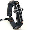 Men Bracelet, Cowhide, with Waxed Cotton Cord & Zinc Alloy, Cross, plumbum black color plated, adjustable Approx 7-9 Inch 