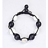 Black Agate Woven Ball Bracelets, with Rhinestone Clay Pave Bead & Nylon Cord & White Agate, adjustable, 10mm, 8mm Approx 7-11 Inch 