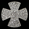 Rhinestone Zinc Alloy Connector, Cross, plated, Customized & with Mideast rhinestone & 1/1 loop Approx 1.7mm 