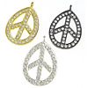 Zinc Alloy Peace Pendants, Peace Logo, plated, Customized & with rhinestone Approx 1.9mm 