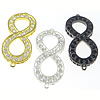 Letter Zinc Alloy Connector, Number 8, plated, Customized & with rhinestone & 1/1 loop Approx 1.7mm 