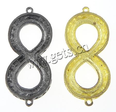 Letter Zinc Alloy Connector, Number 8, plated, Customized & with rhinestone & 1/1 loop, more colors for choice, 54.8x25.1x5.3mm, Hole:Approx 1.7mm, Sold By PC