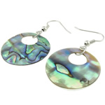 Abalone Shell Earring, with Brass, Flat Round, platinum color plated, 45mm Approx 1.7 Inch 