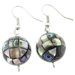 Abalone Shell Earring, with Brass, Round, platinum color plated, mosaic  Approx 1.5 Inch 