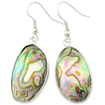 Abalone Shell Earring, with Brass, Flat Oval, platinum color plated, 48mm Approx 1.9 Inch 