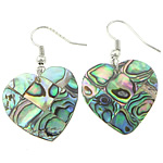 Abalone Shell Earring, with Brass, Heart, platinum color plated, mosaic, 40.5mm Approx 1.6 Inch 