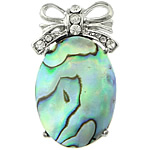 Abalone Shell Pendants, Brass, with Abalone Shell, Flat Oval, platinum color plated, with rhinestone Approx 5.2mm 