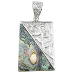 Abalone Shell Pendants, Brass, with Abalone Shell, Rectangle, platinum color plated Approx 